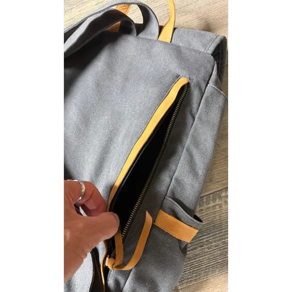 Charcoal gray canvas‎ with leather trim backpack